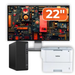 Pachet Calculator Second Hand HP EliteDesk 800 G6 Tower, Intel Core i5-10400F 2.90 - 4.30GHz, 16GB DDR4, Placa Video AMD Radeon R7 430 2GB, 256GB SSD + Monitor 22" & Imprimanta Brother HL-L6300DW NewTechnology Media