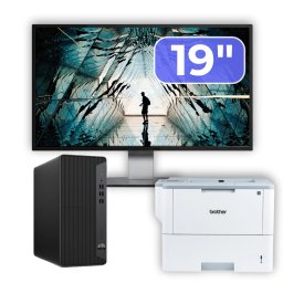 Pachet Calculator Second Hand HP EliteDesk 800 G6 Tower, Intel Core i5-10400F 2.90 - 4.30GHz, 16GB DDR4, Placa Video AMD Radeon R7 430 2GB, 256GB SSD + Monitor 19" & Imprimanta Brother HL-L6300DW NewTechnology Media