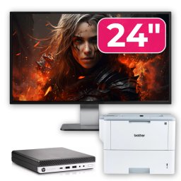 Pachet Calculator Second Hand HP EliteDesk 800 G3 Mini PC, Intel Core i5-6500T 2.50GHz, 16GB DDR4, 512GB SSD + Monitor 24" & Imprimanta Brother HL-L6300DW NewTechnology Media
