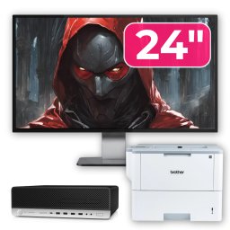 Pachet Calculator Second Hand HP ProDesk 800 G3 SFF, Intel Core i5-7500 3.40 - 3.80GHz, 16GB DDR4, 500GB SSD + 1TB HDD, DVD-ROM + Monitor 24" & Imprimanta Brother HL-L6300DW NewTechnology Media