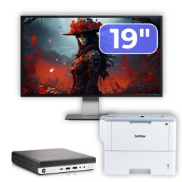 Pachet Calculator Second Hand HP EliteDesk 800 G3 Mini PC, Intel Core i5-6500T 2.50GHz, 16GB DDR4, 256GB SSD + Monitor 19" & Imprimanta Brother HL-L6300DW NewTechnology Media