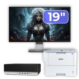 Pachet Calculator Second Hand HP ProDesk 800 G3 SFF, Intel Core i5-7500 3.40 - 3.80GHz, 16GB DDR4, 500GB SSD + 1TB HDD, DVD-ROM + Monitor 19" & Imprimanta Brother HL-L6300DW NewTechnology Media
