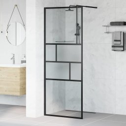 Zid de dus walk-in Negru 80 x 195 x 0.5 cm Sticla si Aluminiu GartenMobel Dekor