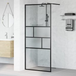 Zid de dus walk-in Negru 80 x 195 x 0.5 cm Sticla si Aluminiu GartenMobel Dekor