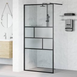 Zid de dus walk-in Negru 80 x 195 x 0.5 cm Sticla si Aluminiu GartenMobel Dekor