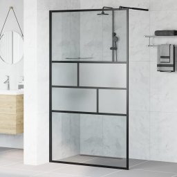 Zid de dus walk-in Negru 80 x 195 x 0.5 cm Sticla si Aluminiu GartenMobel Dekor
