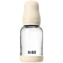 BIBS Baby Glass Bottle Silicone biberon anticolici cu suzetă din silicon Ivory 120 ml