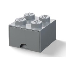 Cutie depozitare LEGO 2x2 cu sertar, gri inchis