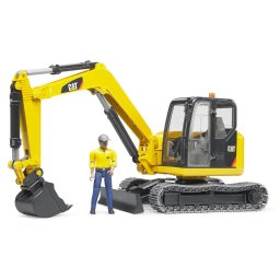 Excavator Cat Minibagger cu muncitor, Bruder 02466