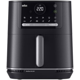 Friteuza cu aer cald, fara ulei, Braun MultiFry 5 HF5050, 2in1: air fryer si cuptor, 2000W, 6 L, 2 elemente incalzire, tehnologie RealOven, 15 programe automate, temperatura ajustabila, ecran digital, oprire automata, Negru
