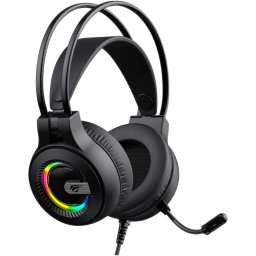 Casti gaming cu microfon Havit H2040d, iluminare RGB, difuzoare 50mm, control volum, conectare prin USB & Jack 3.5 mm x 2, Negru