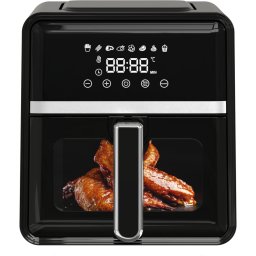 Friteuza cu aer cald NobeLTek NAF1400B, putere maxima 1400 W, display LCD, capacitate 5 litri, timer, 8 programe predefinite, temperatura reglabila 80-200 grade Celsius, cos cu maner, Negru