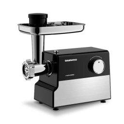 Masina de tocat carne Daewoo DMG2000DC, 2000 W, 2.5 kg/minut, 3 discuri de taiere, accesorii suc de rosii+carnati, lama taiere din inox, functie reverse, clasa de protectie l, negru/argintiu