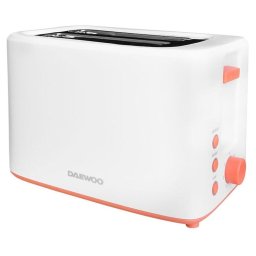 Prajitor de paine Daewoo DBT70W, putere 900 W, functie reincalzire, functie decongelare, indicator luminos, tavita pentru firimituri, spatiu depozitare cablu, control electronic rumenire, carcasa Cool Touch, Alb-Portocaliu