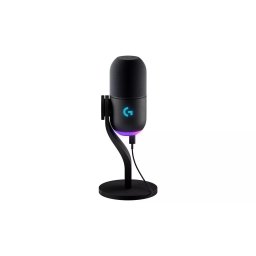 Microfon de streaming dinamic RGB USB Logitech G Yeti GX, Supercardioid, 135 dB, Negru