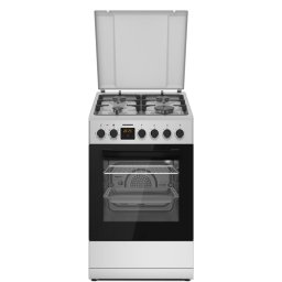 Aragaz mixt Heinner, 4 arzatoare, alimentare gaz, cuptor electric, 49.8 cm, argintiu