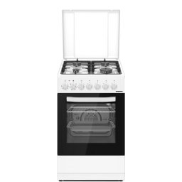 Aragaz mixt Heinner HFSC-S65MIXF, Gaz, 4 arzatoare, cuptor electric, 49.8cm, Alb