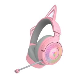 Casti Gaming Wireless Razer Kraken Kitty V3 Pro, 2.4G/Bluetooth/USB, Over-Ear, Chroma RGB, Microfon HyperClear Super Wideband, Roz