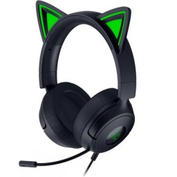 Casti Gaming cu fir Razer Kraken Kitty V3 X, Jack 3.5 mm, microfon, Verde/Negru