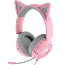 Casti Gaming cu fir Razer Kraken Kitty V3 X, Jack 3.5 mm, microfon, Gri/Roz