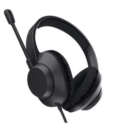 Casti cu fir Trust Ayda Max, interfata USB-C, USB-A, microfon, sunet stereo, negru