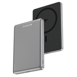 Baterie externa Dviced Qi2 Ultrathin, 5000 mAh, incarcare wireless, MagSafe, 15 W, negru/gri