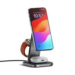 Suport de incarcare wireless 3 in 1, Satechi, pliabil, Qi2, gri spatial