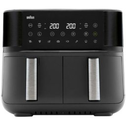 Friteuza cu aer cald Braun TwinCook 5 TD5030IBK - 0X12500020, 2400W, 80°~200°C, Capacitate 10L (5+5), Pui 1.4kg total, Cartofi congelati 1.2kg total, 8 programe, RealAir, SYNC, MATCH, G8.65 kg, Negru