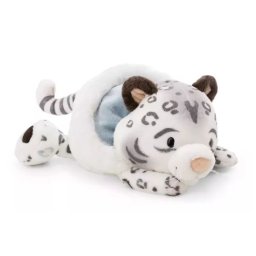 Nici: Eleni Snowbell leopard de zăpadă de pluș, cu șapcă, culcat - 45 cm