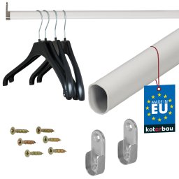Bară pentru dulap de haine vopsită albă 120 cm