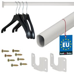 Bară pentru dulap de haine vopsită albă 90 cm
