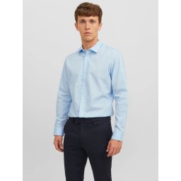 Jack & Jones Camasa barbati, din amestec de bumbac, Slim Fit, Albastru deschis (SELECTATI MARIMEA: S)