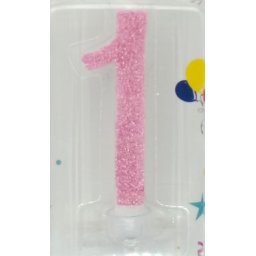 Lumanare tort cifra 1 cu sclipici 7 cm