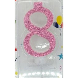 Lumanare tort cifra 8 cu sclipici 7 cm