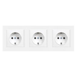 Nova III trei prize cu împământare 16A 250V cu cadru alb