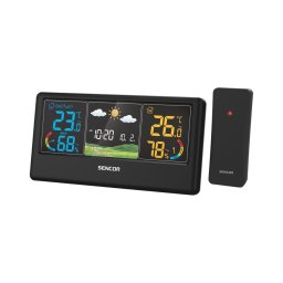 Sencor - Stație meteo cu afișaj LCD color, 3xAAA + 2xAA, negru