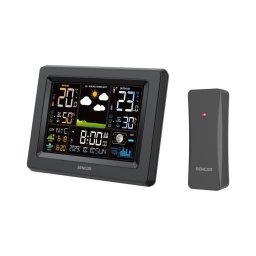 Sencor - Stație meteo cu ecran LCD color 3xAA + 2xAA neagră