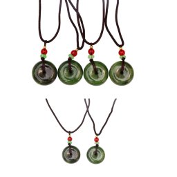 Pandantiv din Jad Natural - 22-22 x 22-22 mm - Talisman pentru Protectie si Armonie - 1 Pereche