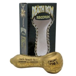 Pipa sticla spoon Etched Death Row Records gold 105mm