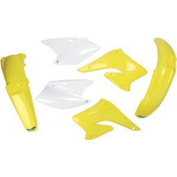 Kit plastice Suzuki RMZ250 2004 2006, galben alb, culoare OEM