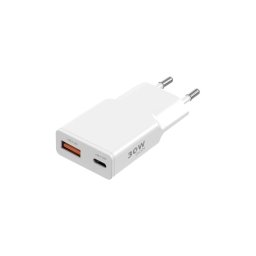 Winner Group - Adaptor de încărcare GaN, 1x USB-A + 1x USB-C, 30W, alb