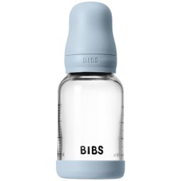 BIBS Baby Glass Bottle Silicone biberon anticolici cu suzetă din silicon Baby Blue 120 ml