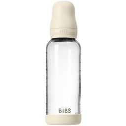 BIBS Baby Glass Bottle Silicone biberon anticolici cu suzetă din silicon Ivory 240 ml