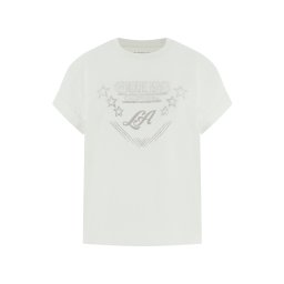 GUESS Tricou 'LA STARS' grej / alb