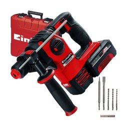 Einhell - HEROCCO Kit +5 PXC - Rotopercutor SDS-Plus cu 1 acumulator si incarcator, Li-Ion, 18 V, 3 Ah, 2.2 J, valiza plastic, accesorii
