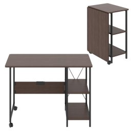 Birou Gaming Birou pliabil Loft Maclean, dimensiuni: 107x55x75 cm, max 150 kg, cu blat, culoare nuc inchis , MC-411B