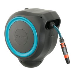 Tambur pentru furtun 18600-20 + dispozitiv perete roll-up + conectori + 15 m furtun 11 mm