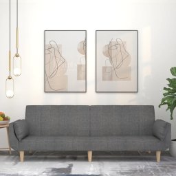 Canapea extensibila cu 2 locuri, 2 perne, gri deschis, textil GartenMobel Dekor