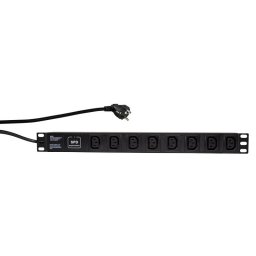 Prelungitor PDU LOGILINK 1U pt. rack 19 inch, 8 prize IEC, intrare Schuko, max 16 A, protectie supratensiune, 2 m, "PDU8A01" (timbru verde 0.8 lei)