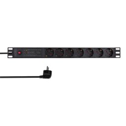 Prelungitor PDU LOGILINK 1U pt. rack 19 inch, 7 prize Schuko, intrare Schuko, max 16 A, ON/OFF, prot. suprasarcina, filtru de linie, IP20, 2 m, negru, "PDU7C02" (timbru verde 0.8 lei)